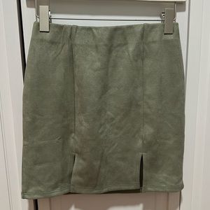 Mini suede skirt in olive color size Small
